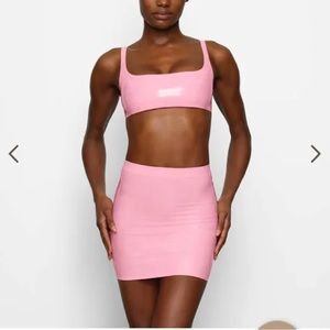 Skims Latex Mini Skirt. Neon blush RARE